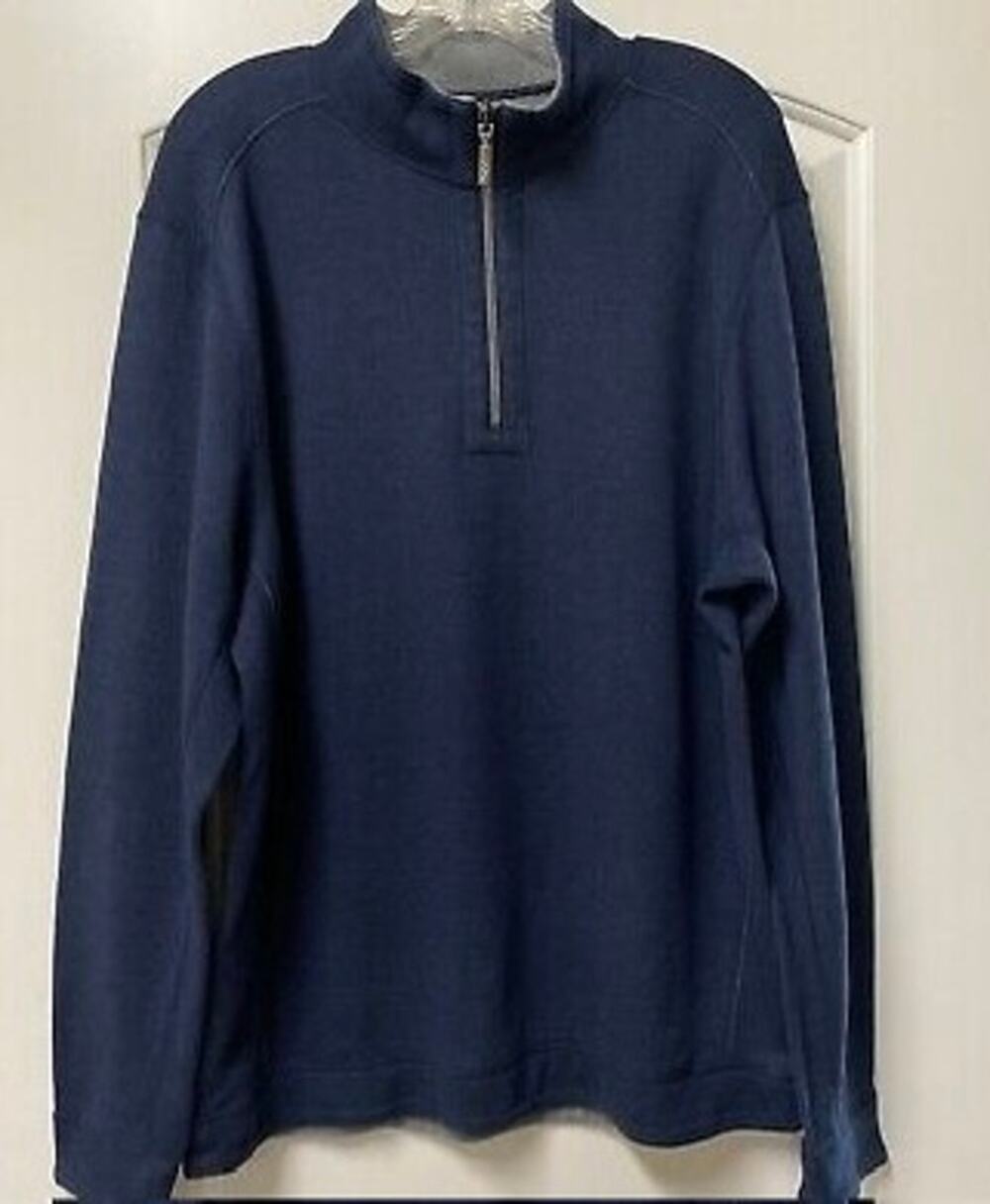 Tommy Bahama Reversible Half Zip Sweater (Navy/Gray), A26